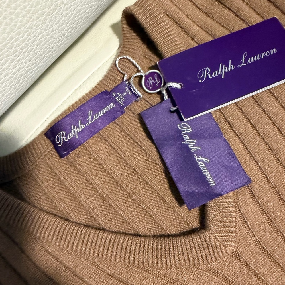 Ralph Lauren Purple Label Cable-Knit Silk V-Neck Sweater